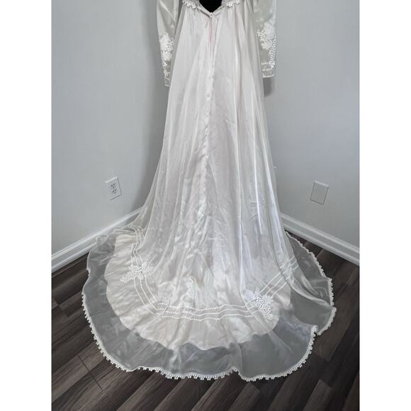 VTG 1970s Wedding Dress Empire Waist Sz Small High Neck Boho Ivory Hippie - Picture 4 of 16